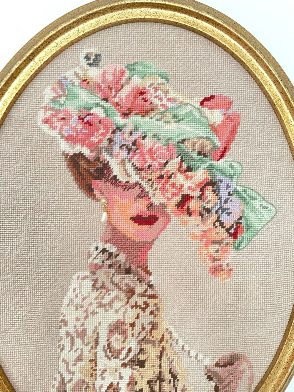 VINTAGE Dimensions Gold Collection "Victorian Elegance" Framed Needlepoint Art - Picture 6 of 9